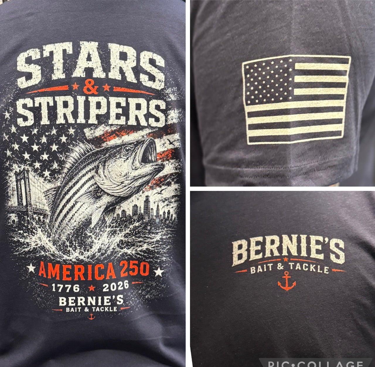 Bernie's Bait & Tackle Short Sleeve America 250 T-Shirt (Various Colors)