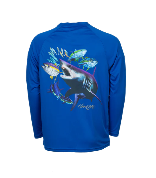 Bimini Bay Outfitters Hook M' Men's Long Sleeve Performance Shirt - Mako Electric Blue