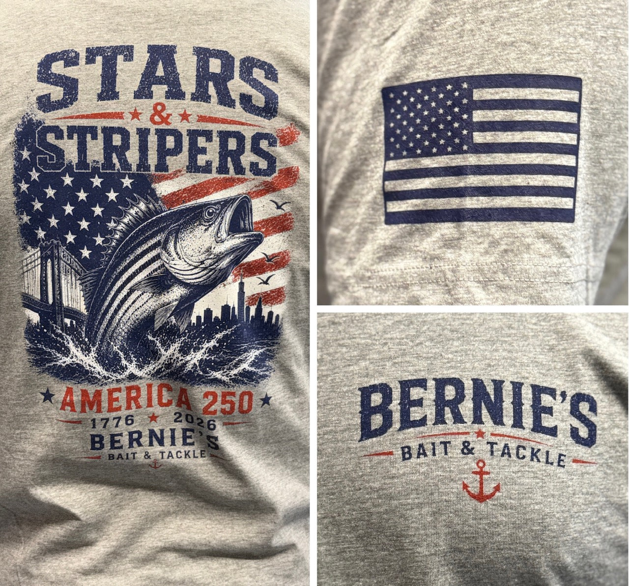 Bernie's Bait & Tackle Short Sleeve America 250 T-Shirt (Various Colors)