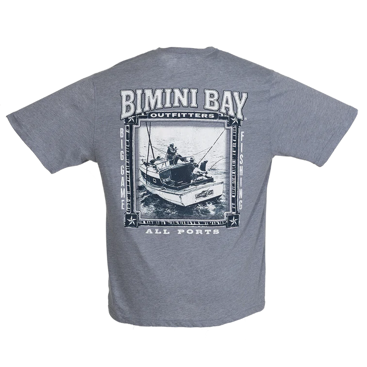 Bimini Bay Outfitters Short Sleeve Graphic Tee -  All Ports Dark Gray
