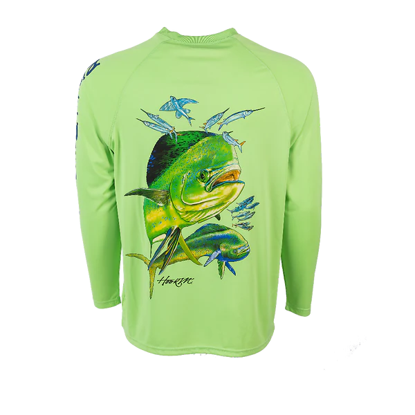 Bimini Bay Outfitters Hook M' Men's Long Sleeve Performance Shirt - Mahi Lime