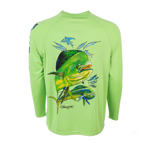 Bimini Bay Outfitters Hook M' Men's Long Sleeve Performance Shirt - Mahi Lime