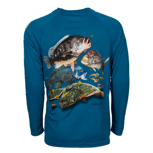 Bimini Bay Outfitters Hook M' Men's Long Sleeve Performance Shirt - Northeast Bottom Slam Seaport