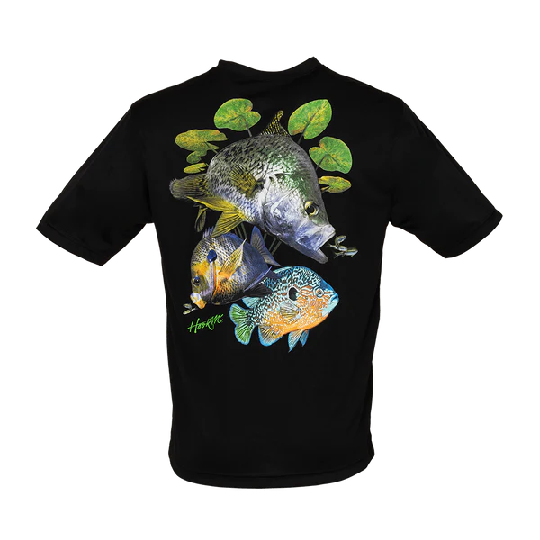 Bimini Bay Outfitters Hook M' Men's Freshwater Short Sleeve Performance Shirt Panfish Slam Black
