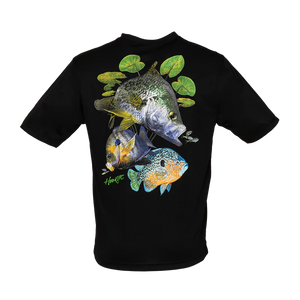 Bimini Bay Outfitters Hook M' Men's Freshwater Short Sleeve Performance Shirt Panfish Slam Black