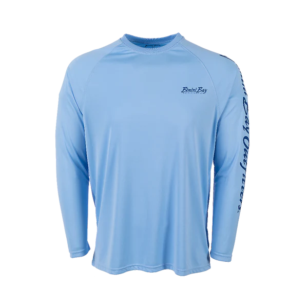 Bimini Bay Outfitters Hook M' Men's Long Sleeve Performance Shirt - Sail Fish Placid Blue
