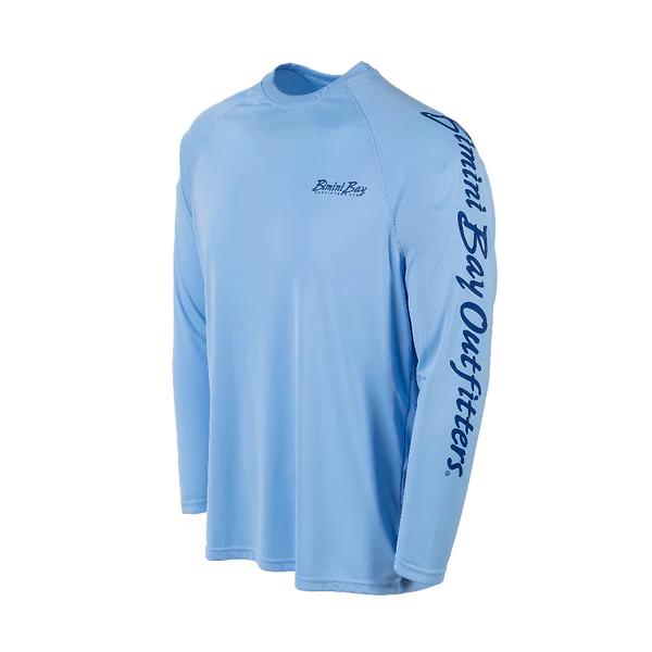 Bimini Bay Outfitters Hook M' Men's Long Sleeve Performance Shirt - Sail Fish Placid Blue