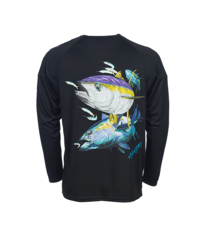Bimini Bay Outfitters Hook M' Men's Long Sleeve Performance Shirt - Yellowfin Black