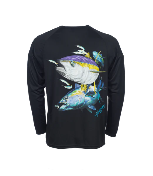Bimini Bay Outfitters Hook M' Men's Long Sleeve Performance Shirt - Yellowfin Black